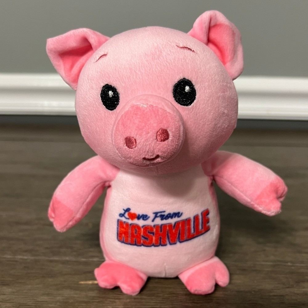 Love From Nashville Plush Pig Stuffed Animal Souvenir Pink Plushology 7" Toy